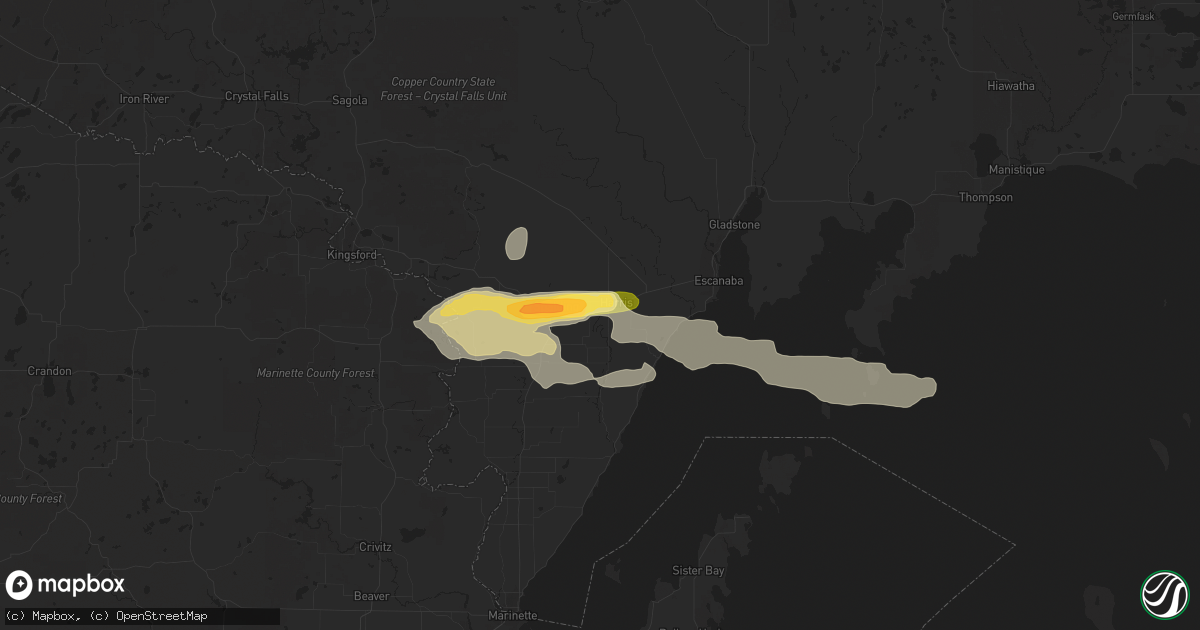 Hail map in Wilson, MI on September 2, 2015