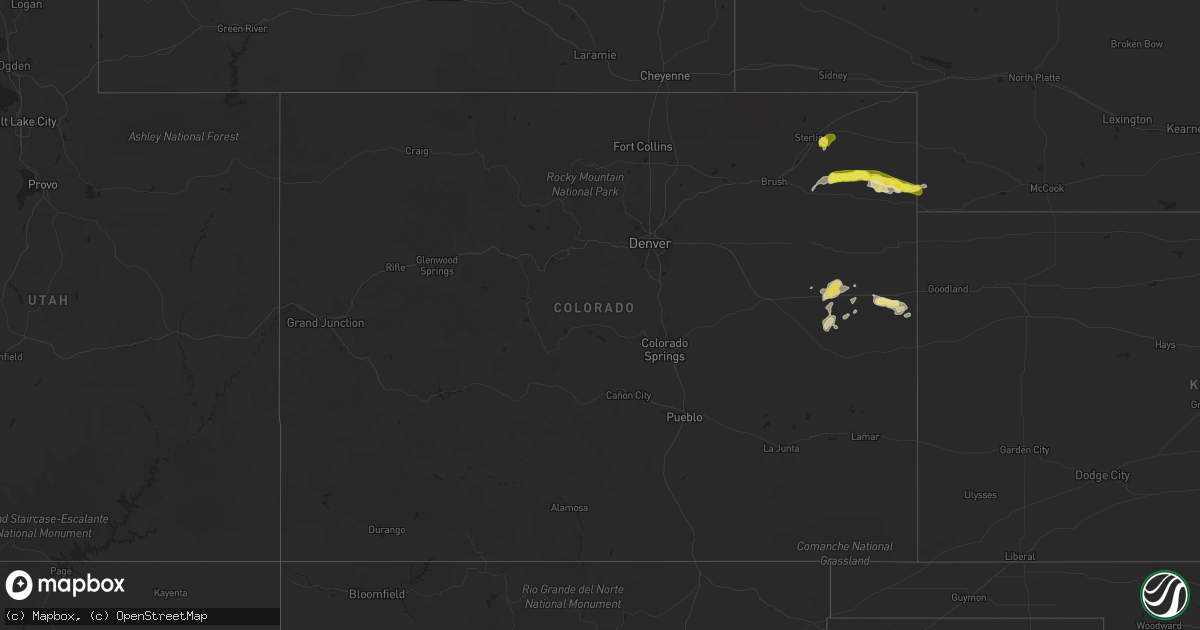 Hail map in Colorado on September 2, 2016