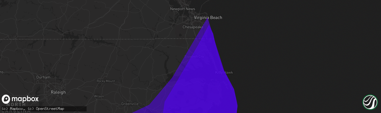 Hail map in Elizabeth City, NC on September 2, 2016