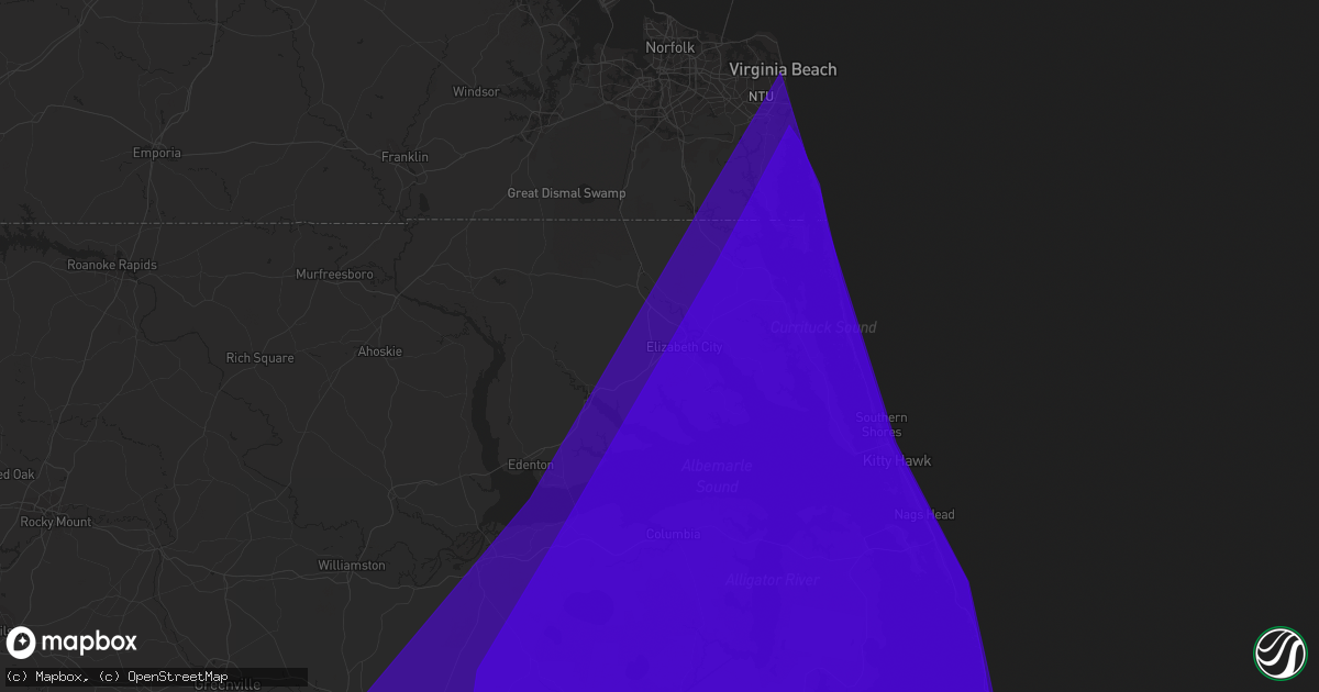 Hail map in Elizabeth City, NC on September 2, 2016