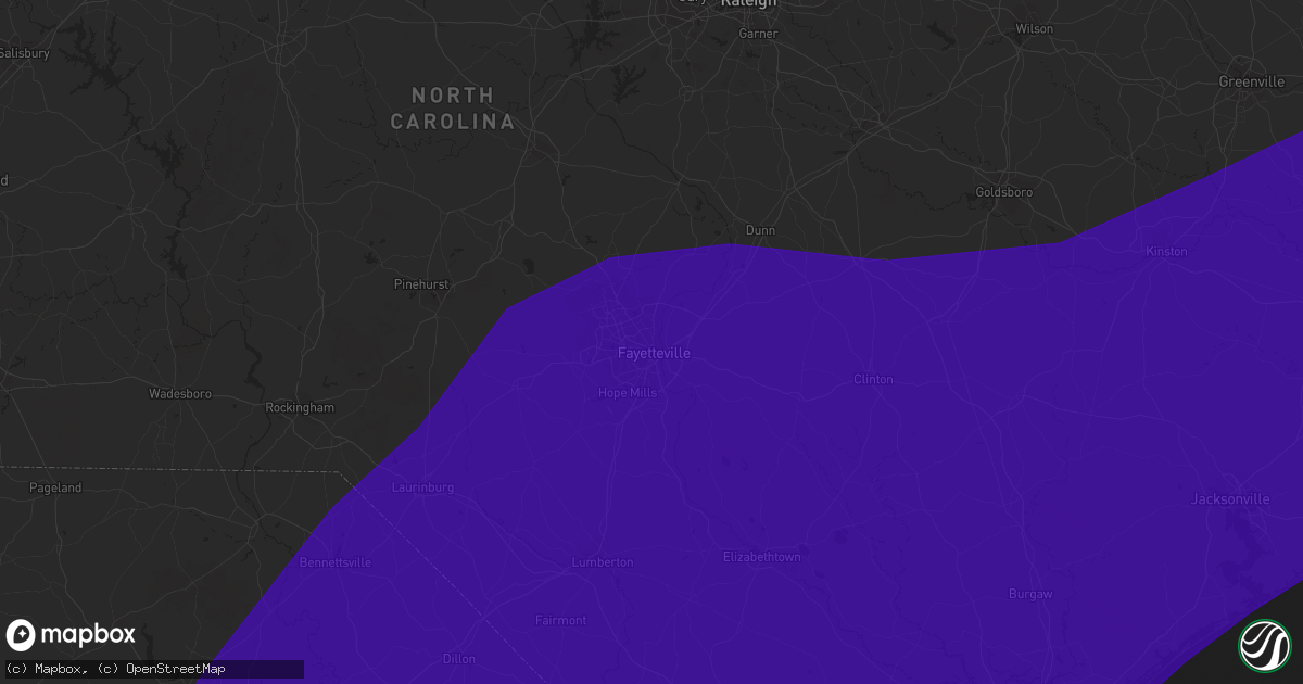 Hail map in Fayetteville, NC on September 2, 2016