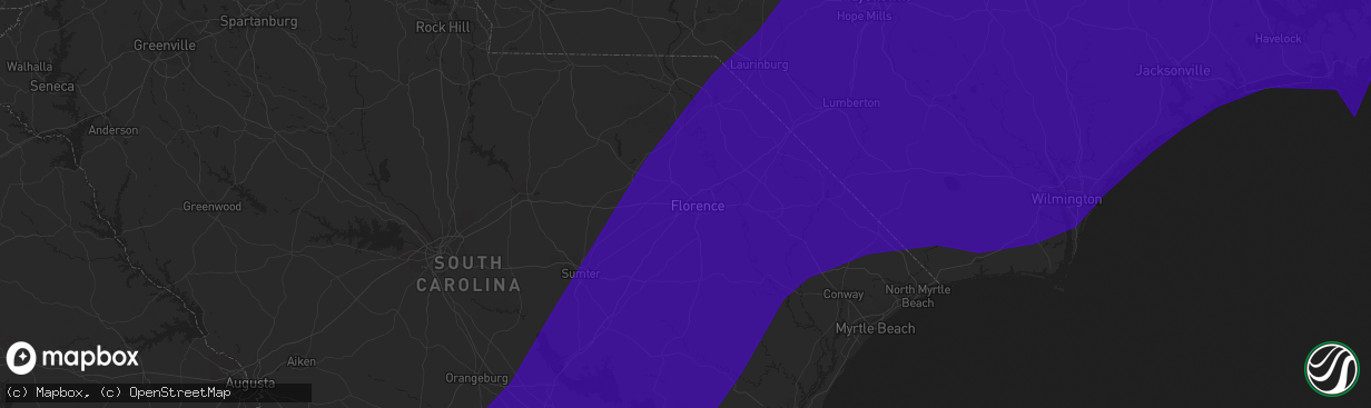 Hail map in Florence, SC on September 2, 2016