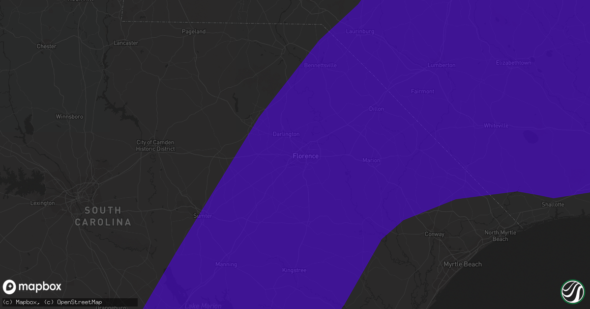 Hail map in Florence, SC on September 2, 2016