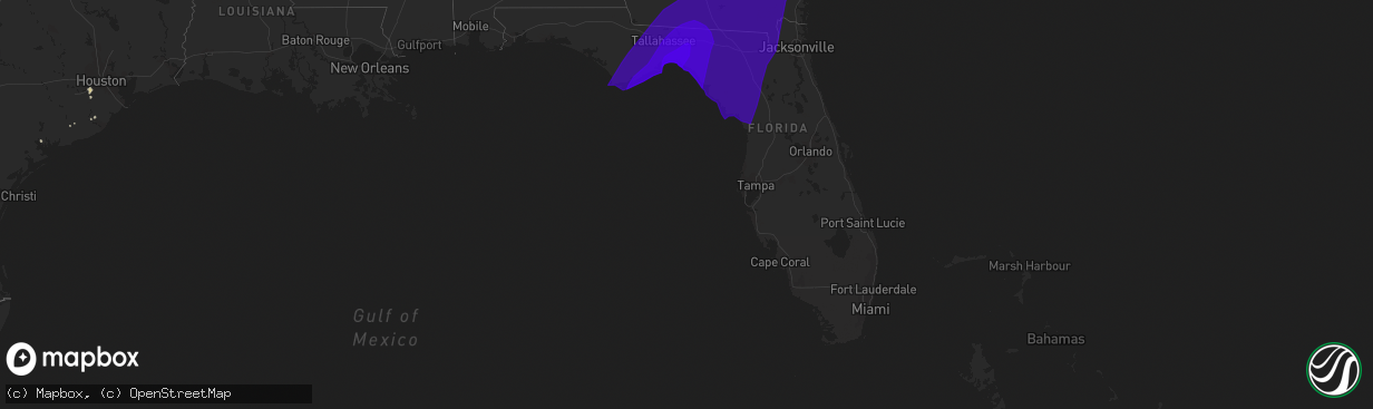 Hail map in Florida on September 2, 2016