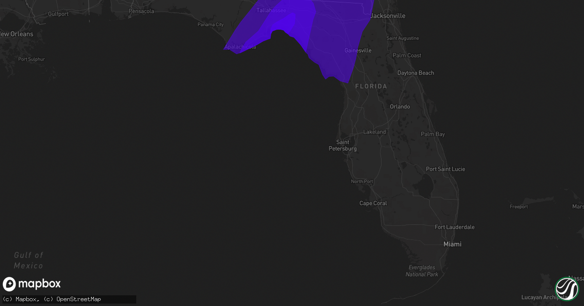 Hail map in Florida on September 2, 2016