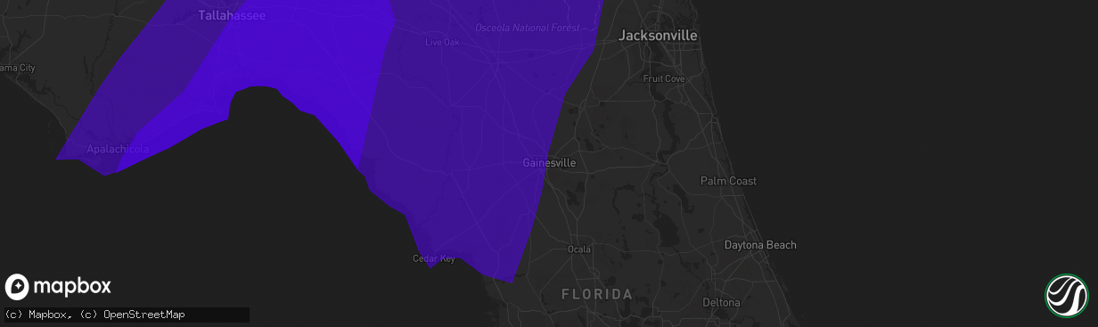 Hail map in Gainesville, FL on September 2, 2016
