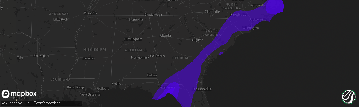 Hail map in Georgia on September 2, 2016