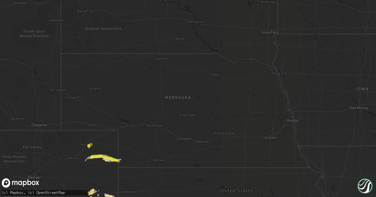 Hail map in Nebraska on September 2, 2016