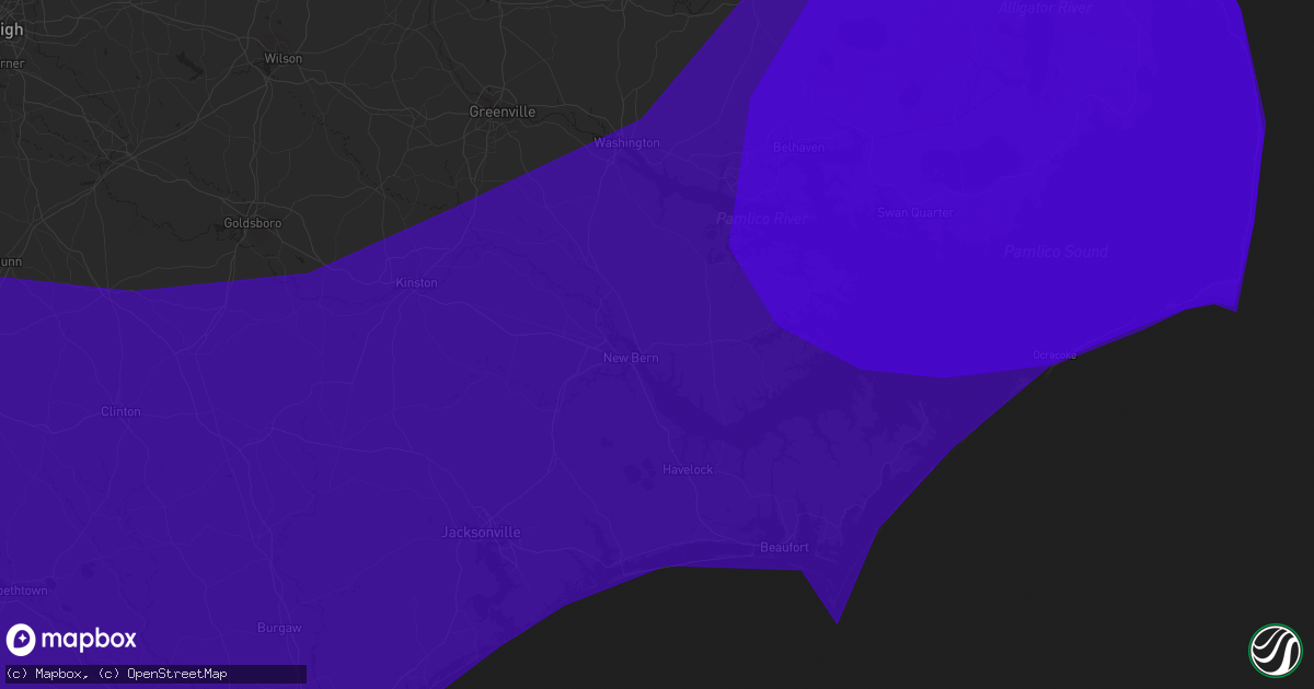 Hail map in New Bern, NC on September 2, 2016