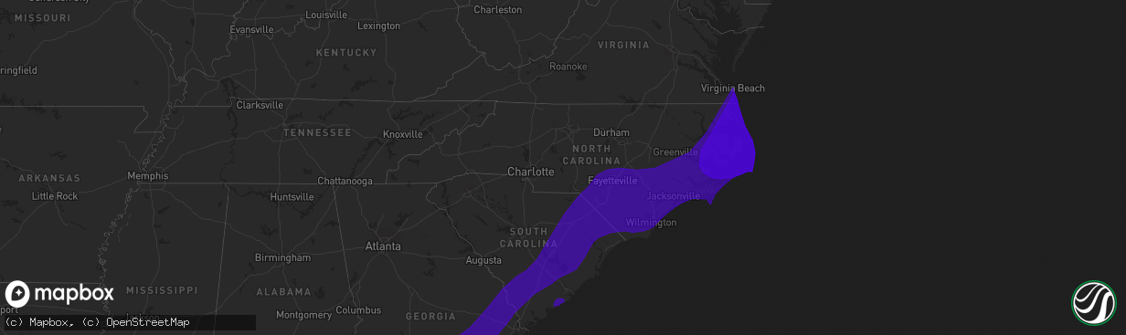 Hail map in North Carolina on September 2, 2016