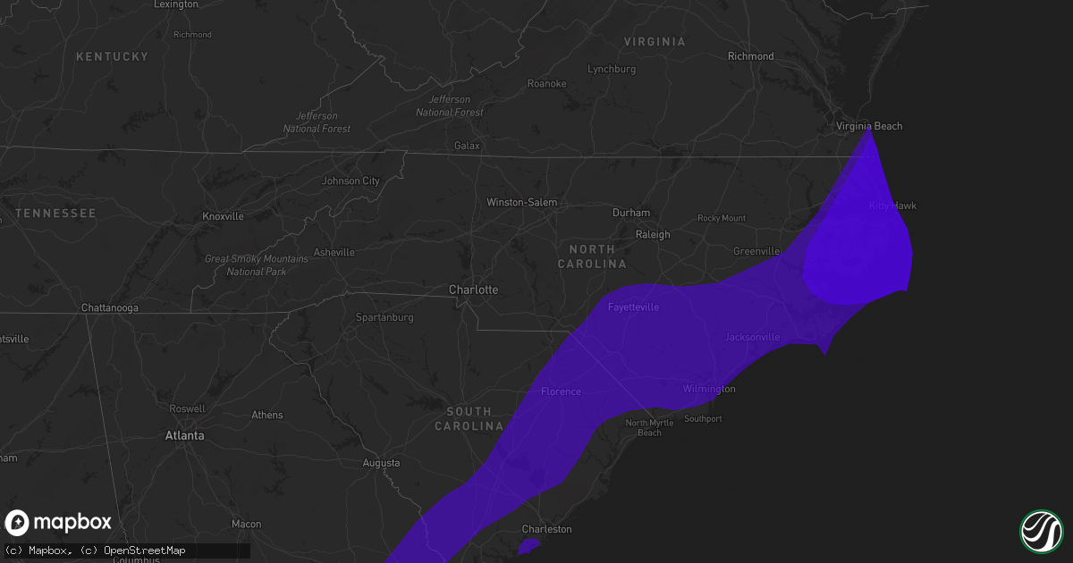 Hail map in North Carolina on September 2, 2016