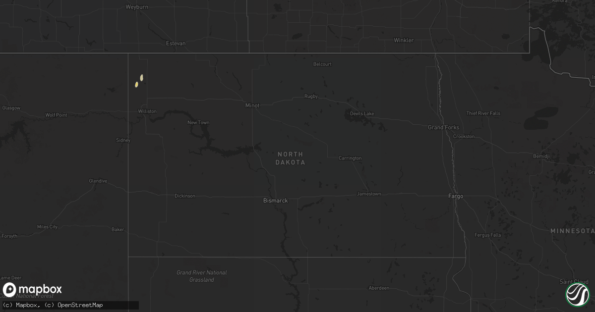Hail map in North Dakota on September 2, 2016