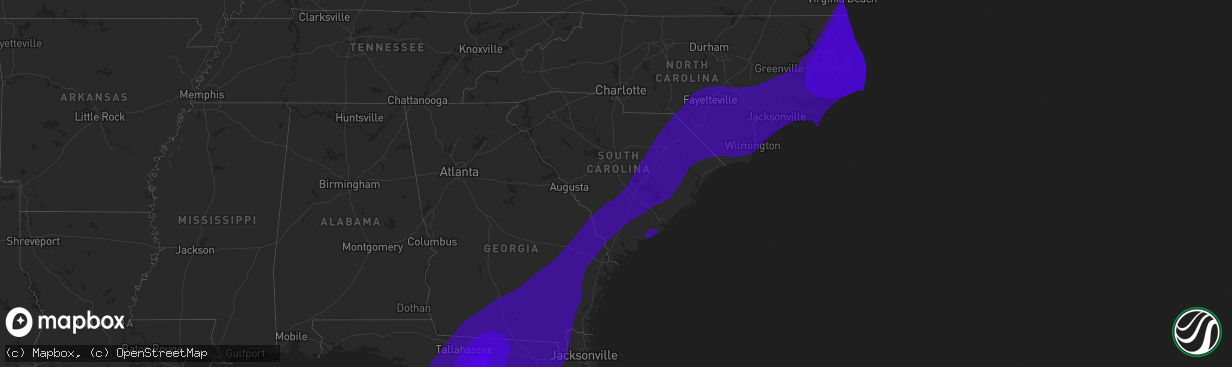 Hail map in South Carolina on September 2, 2016