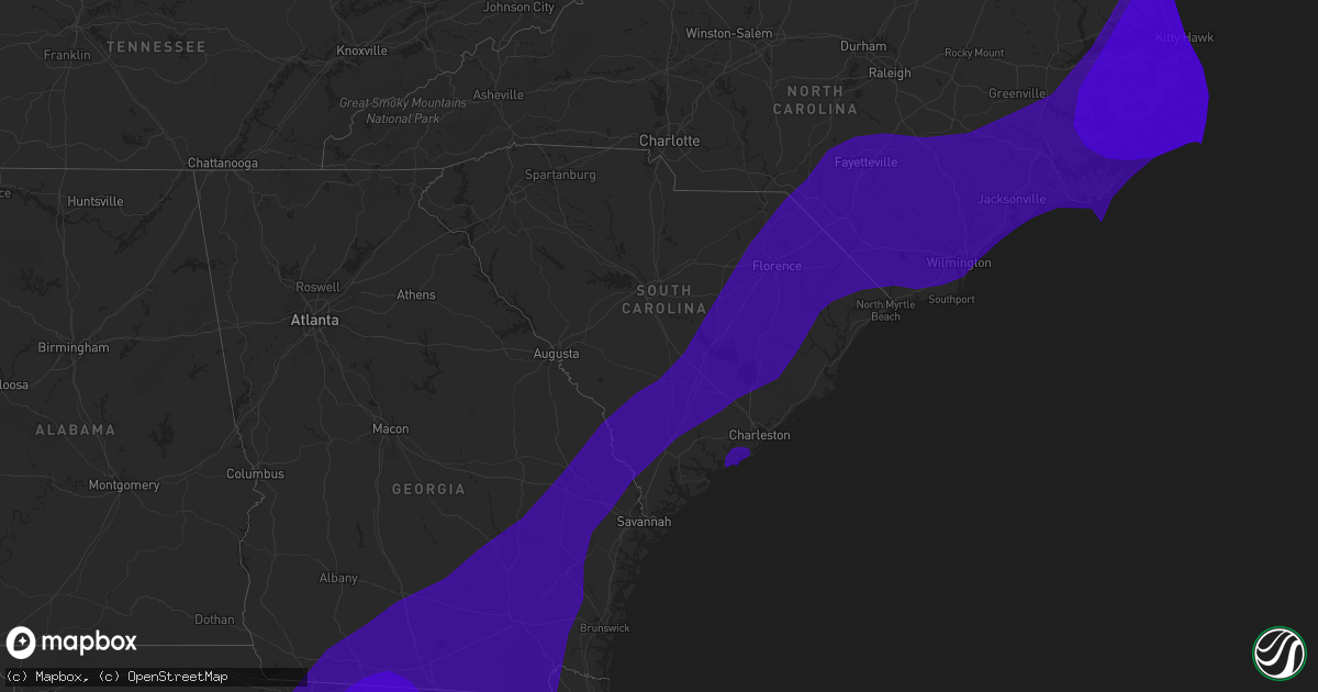 Hail map in South Carolina on September 2, 2016