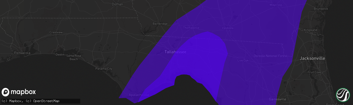 Hail map in Tallahassee, FL on September 2, 2016