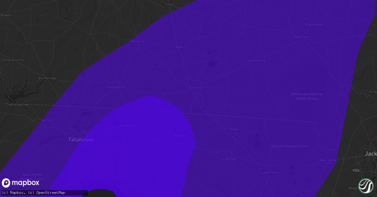 Hail map in Valdosta, GA on September 2, 2016