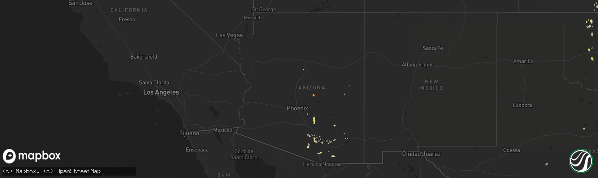 Hail map in Arizona on September 2, 2018