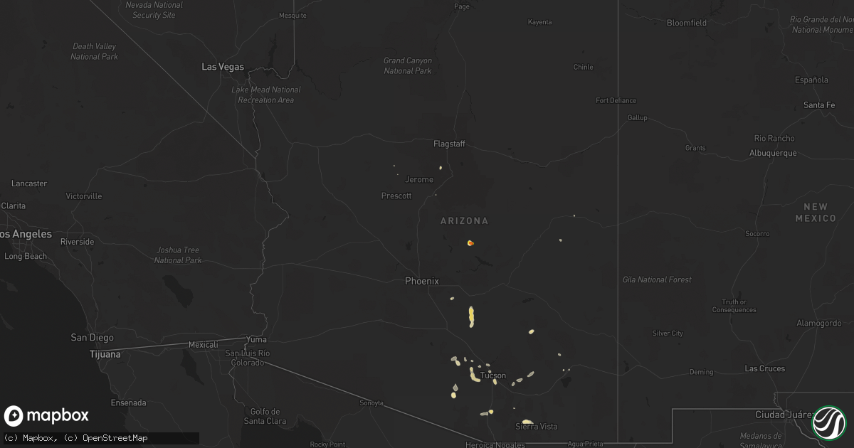 Hail map in Arizona on September 2, 2018