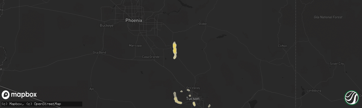 Hail map in Florence, AZ on September 2, 2018