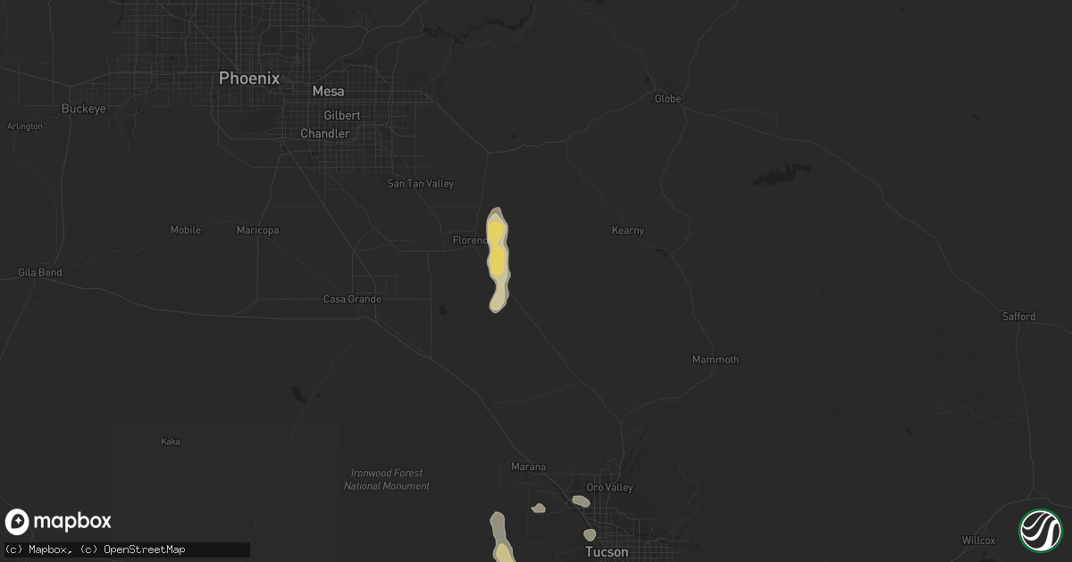 Hail map in Florence, AZ on September 2, 2018