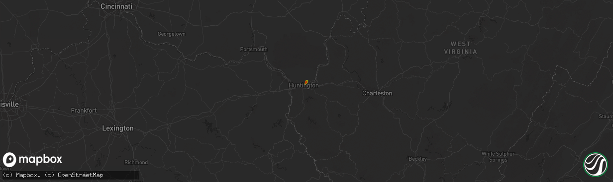 Hail map in Huntington, WV on September 2, 2018