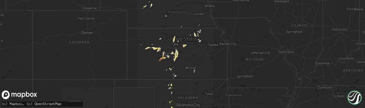 Hail map in Kansas on September 2, 2018