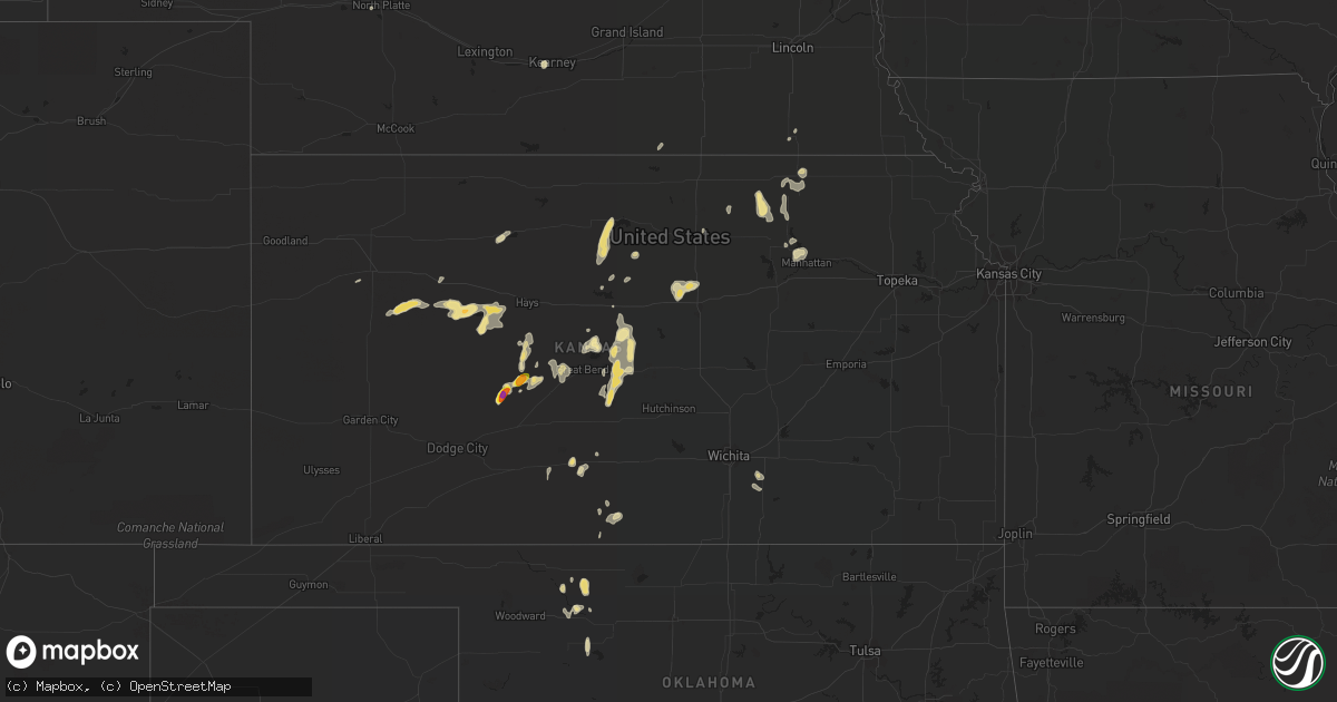 Hail map in Kansas on September 2, 2018