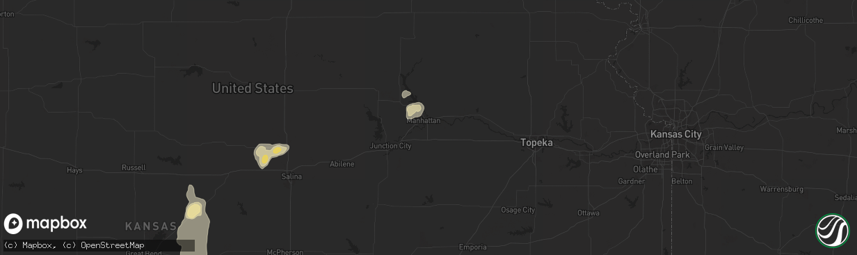 Hail map in Manhattan, KS on September 2, 2018