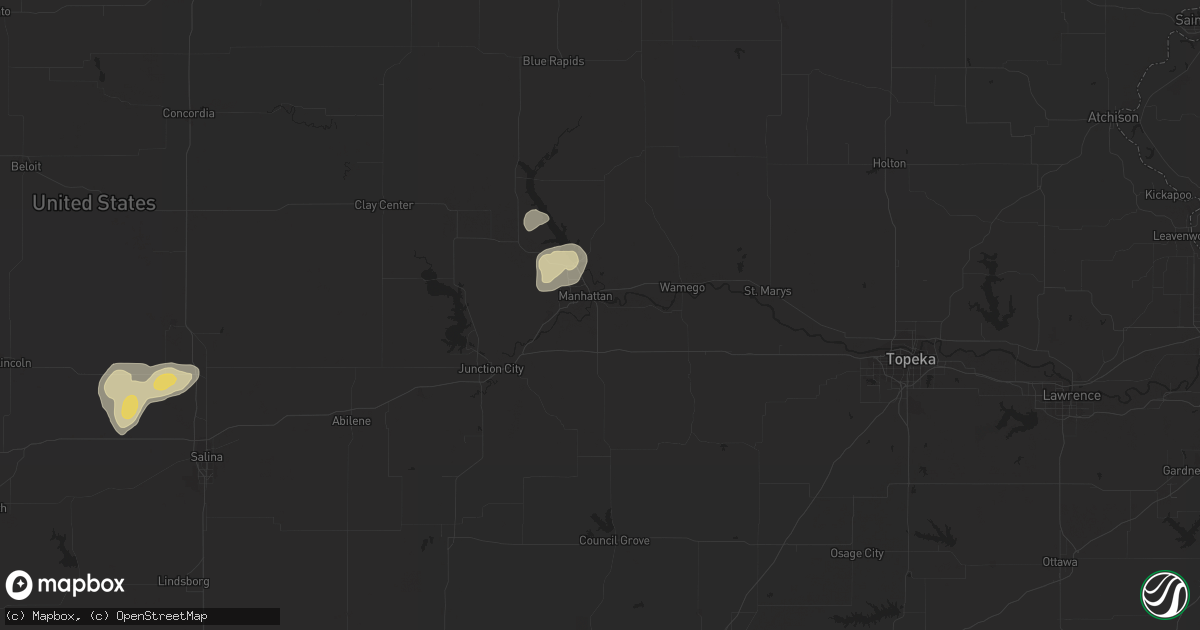Hail map in Manhattan, KS on September 2, 2018