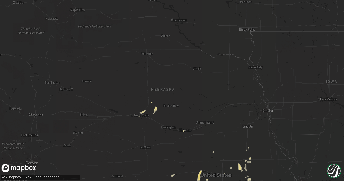 Hail map in Nebraska on September 2, 2018