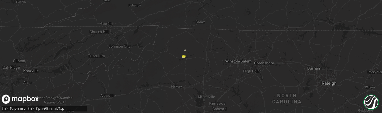 Hail map in North Wilkesboro, NC on September 2, 2018