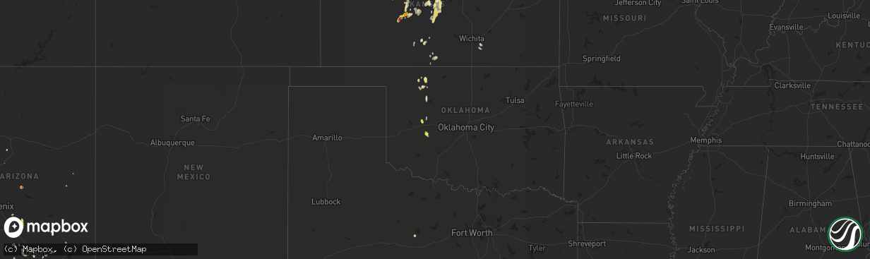 Hail map in Oklahoma on September 2, 2018