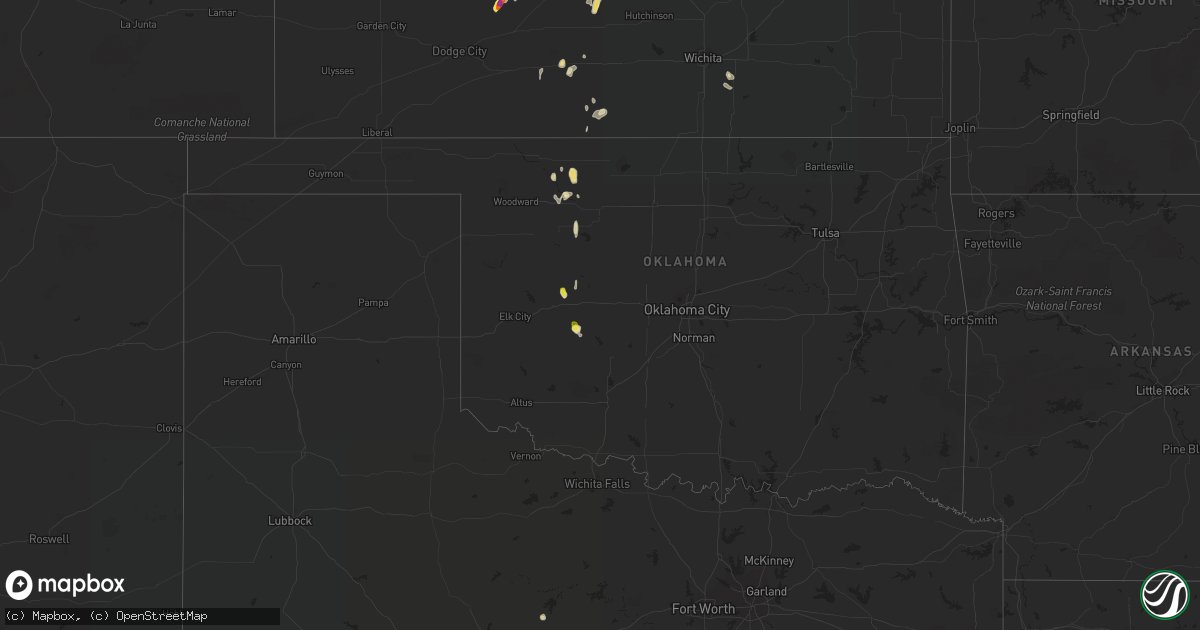 Hail map in Oklahoma on September 2, 2018