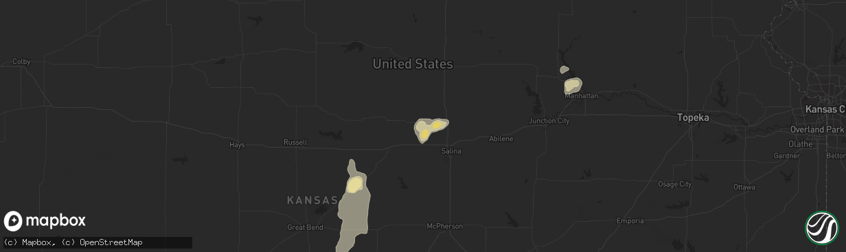 Hail map in Tescott, KS on September 2, 2018