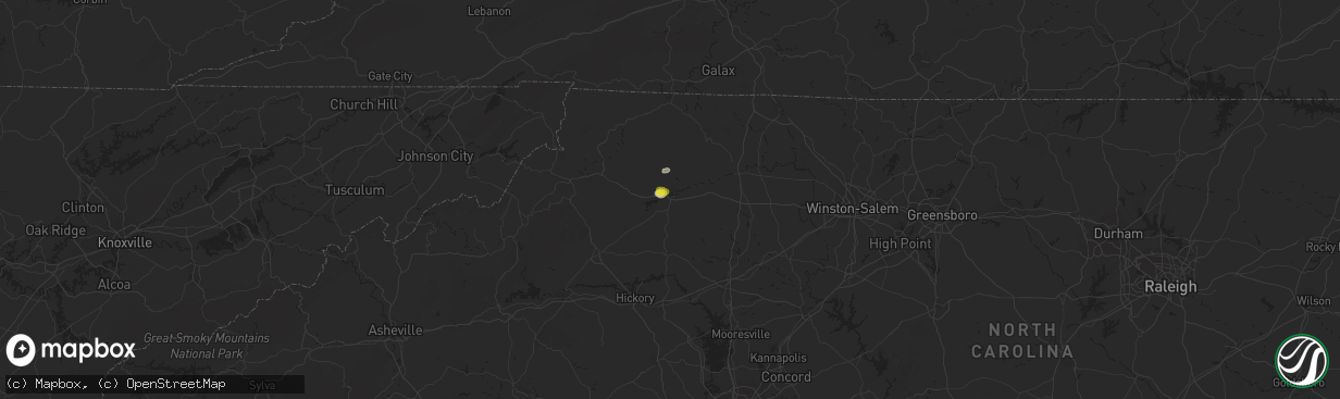 Hail map in Wilkesboro, NC on September 2, 2018