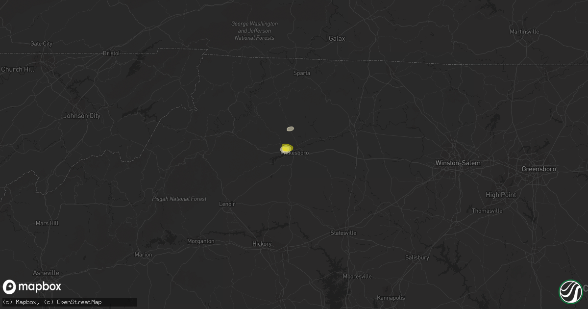 Hail map in Wilkesboro, NC on September 2, 2018