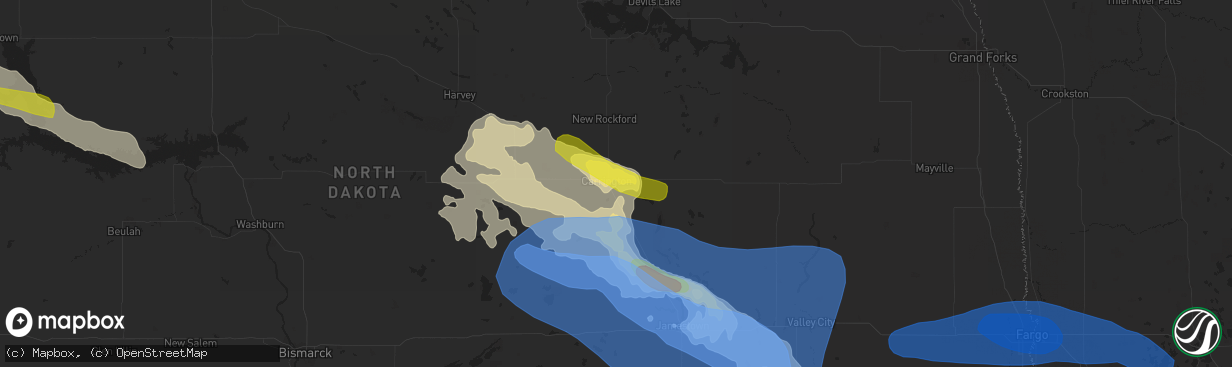 Hail map in Carrington, ND on September 2, 2019