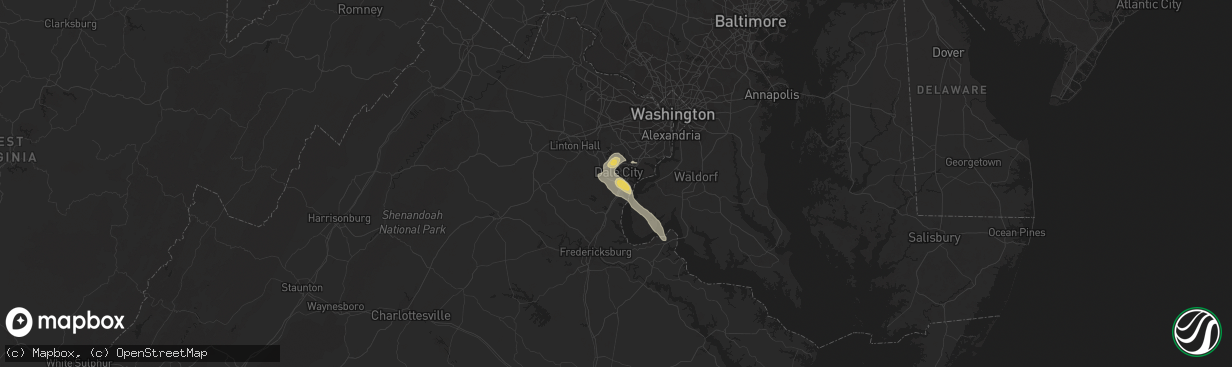 Hail map in Dumfries, VA on September 2, 2019