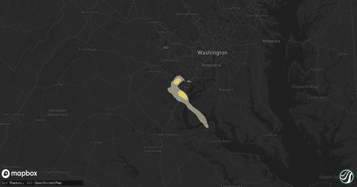 Hail map in Dumfries, VA on September 2, 2019