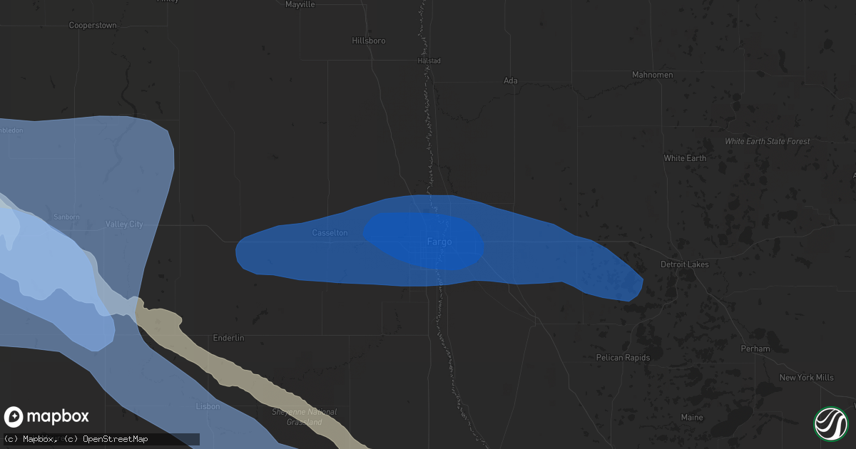 Hail map in Fargo, ND on September 2, 2019