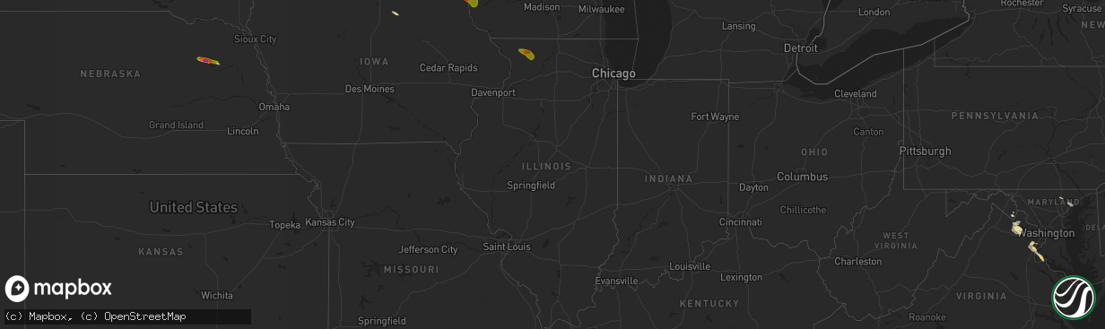 Hail map in Illinois on September 2, 2019