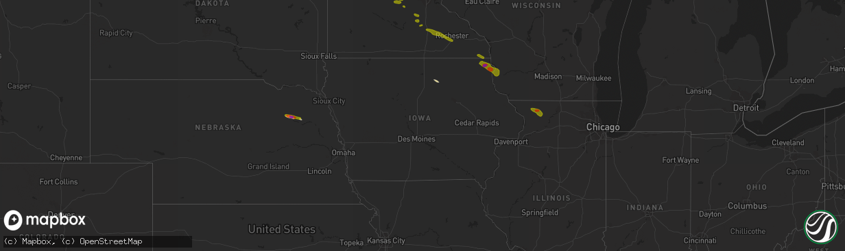 Hail map in Iowa on September 2, 2019