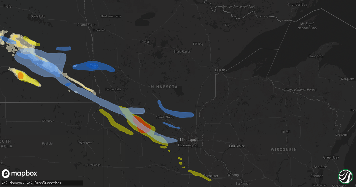 Hail map in Minnesota on September 2, 2019