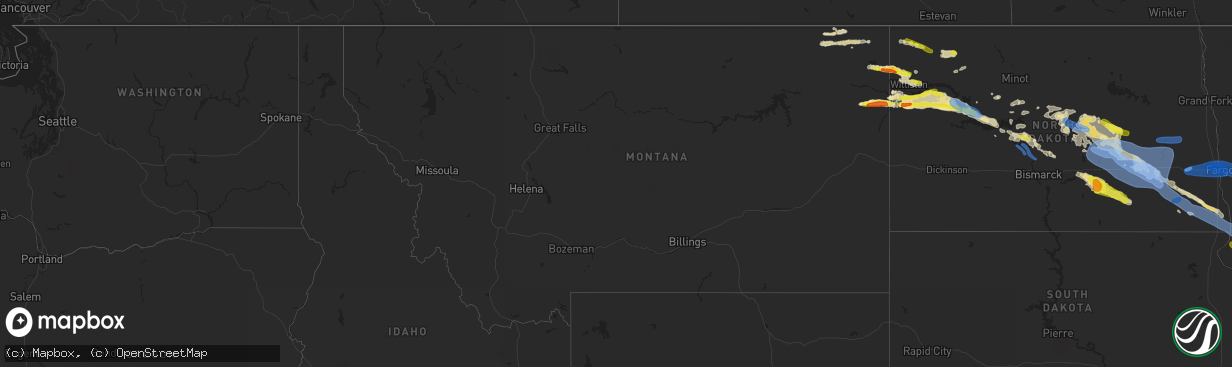 Hail map in Montana on September 2, 2019