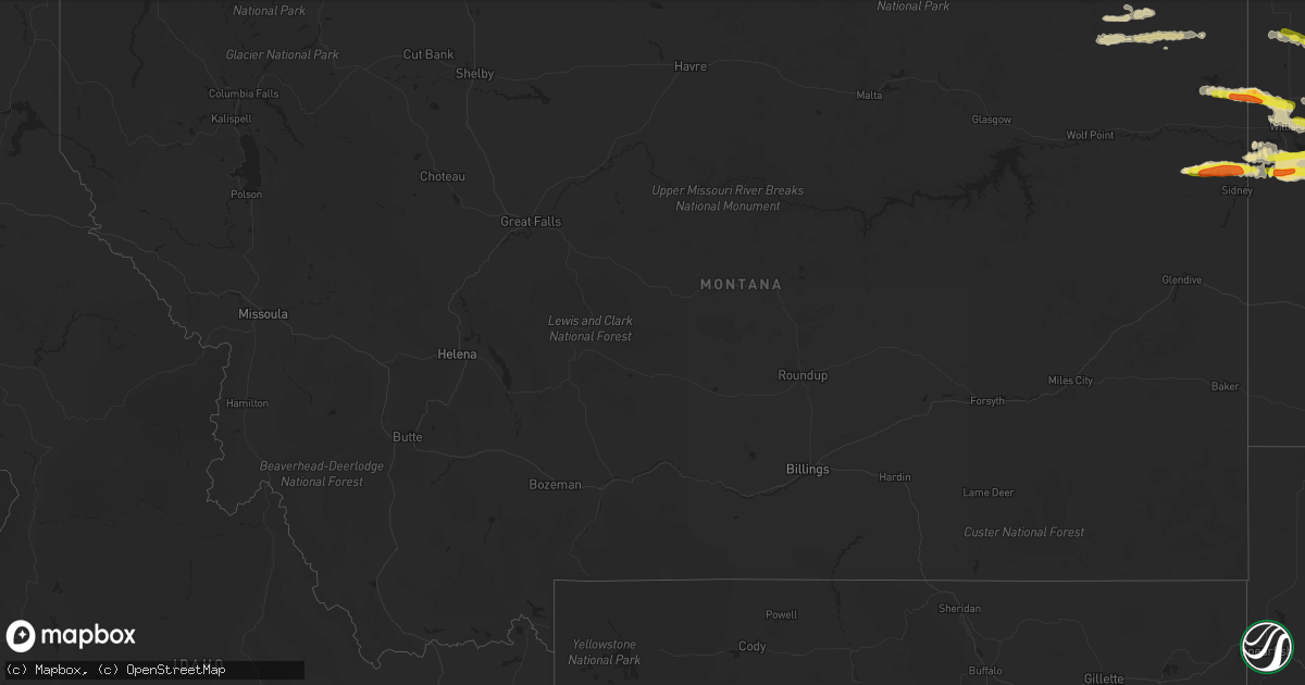 Hail map in Montana on September 2, 2019