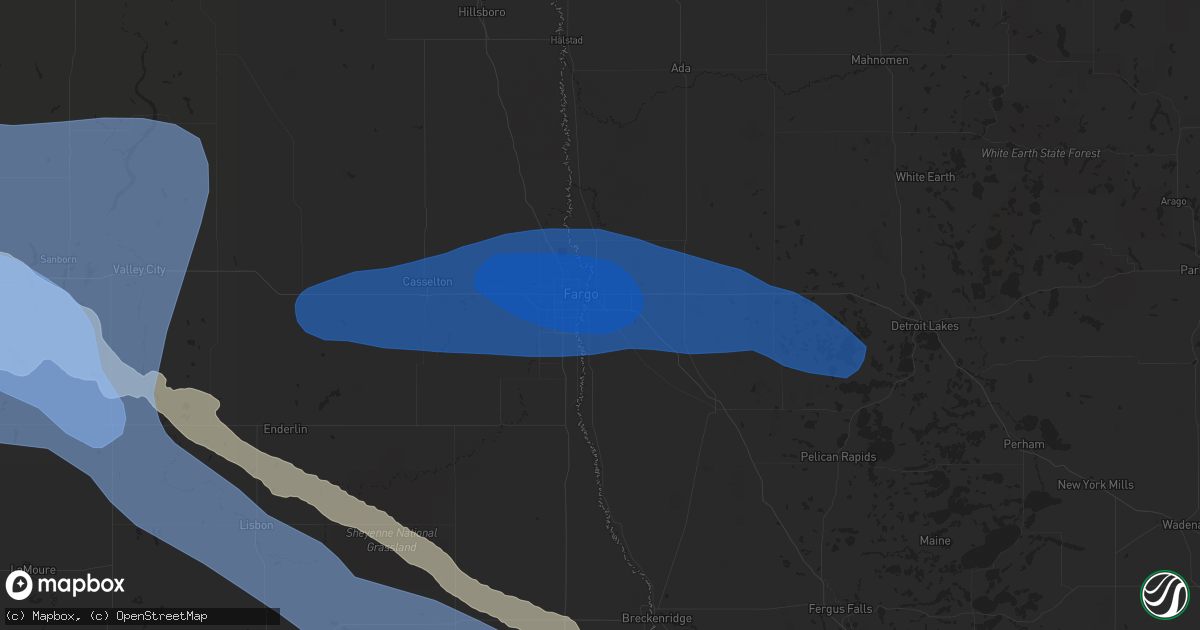 Hail map in Moorhead, MN on September 2, 2019