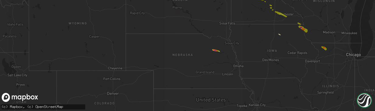 Hail map in Nebraska on September 2, 2019