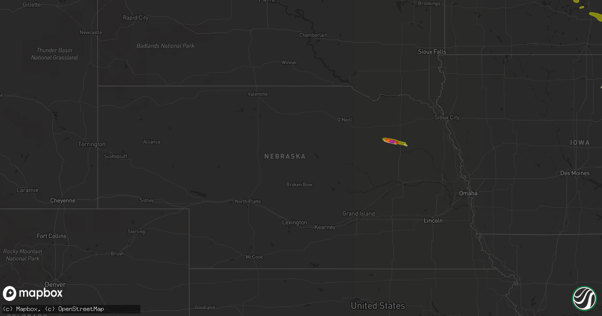 Hail map in Nebraska on September 2, 2019