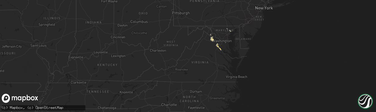 Hail map in Virginia on September 2, 2019