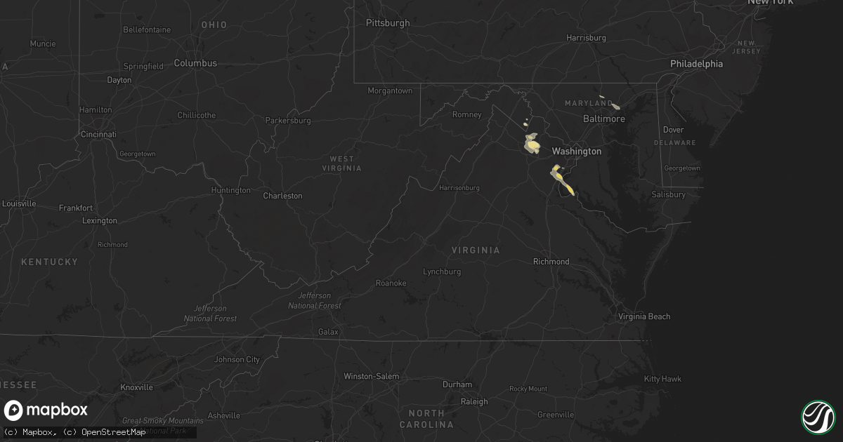 Hail map in Virginia on September 2, 2019